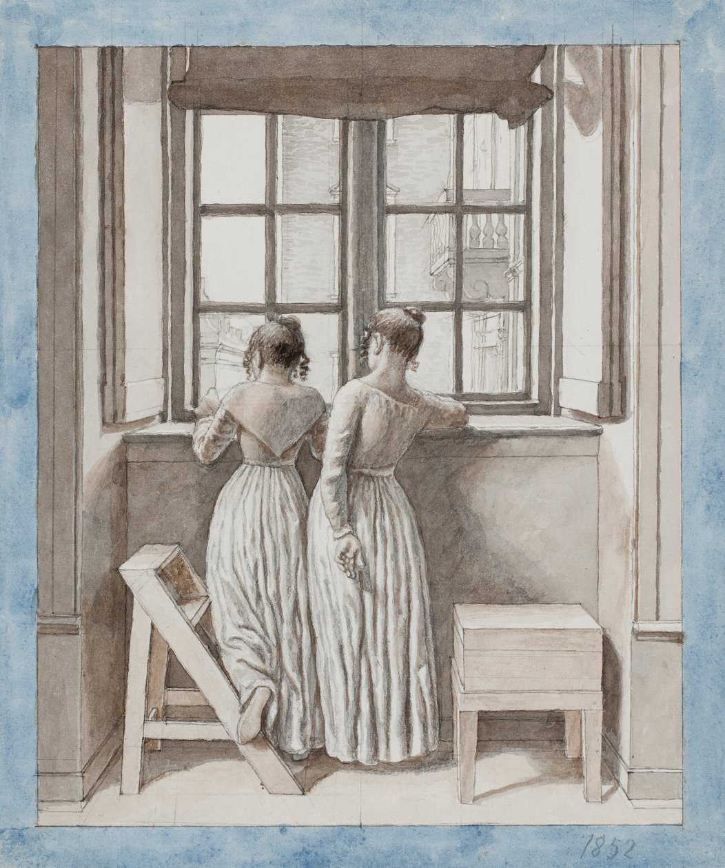 Przy oknie w pracowni artystów autorstwa Christoffer Wilhelm Eckersberg