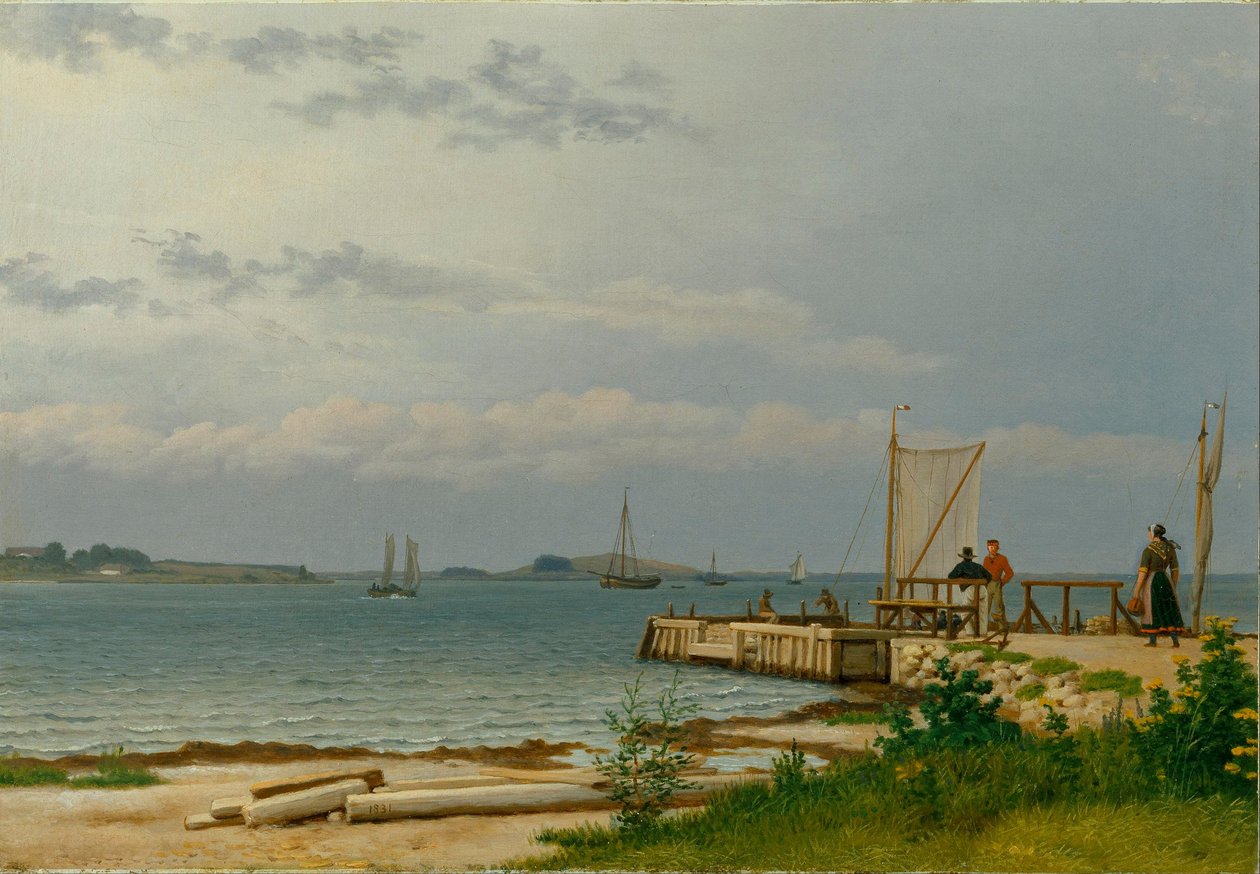 Widok na Koster z molo w Kallehave autorstwa Christoffer Wilhelm Eckersberg