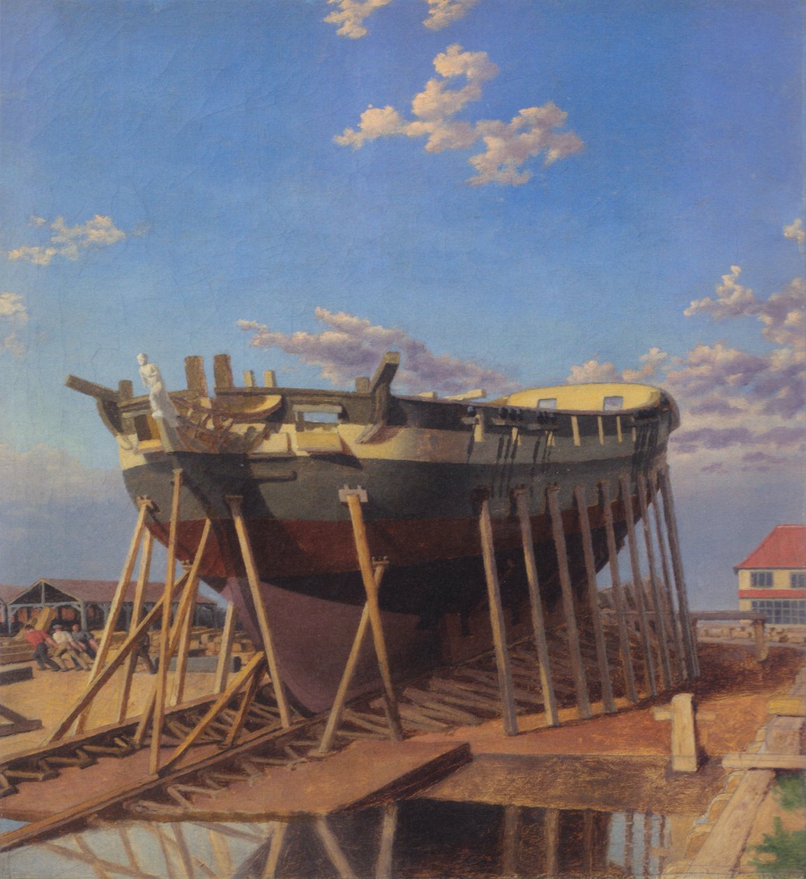 Korweta na pochylni. autorstwa Christoffer Wilhelm Eckersberg
