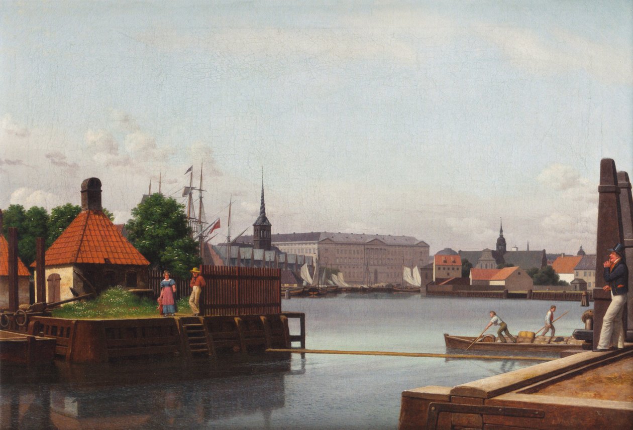 Duński: Børsen, Christiansborg, Holmens Kirke, set fra Asiatisk Kompagnis Plads The Bourse, Christiansborg and Holmen