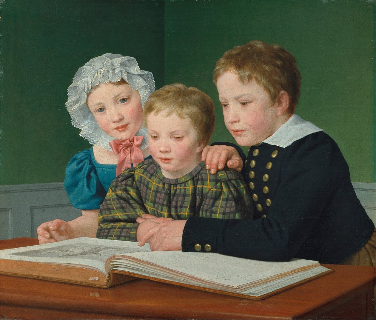 Portret dzieci C.F. Dzieci Holma. Adam Vilhelm, Pauline Frederikke i Johan Chr. Julius autorstwa Christoffer Wilhelm Eckersberg