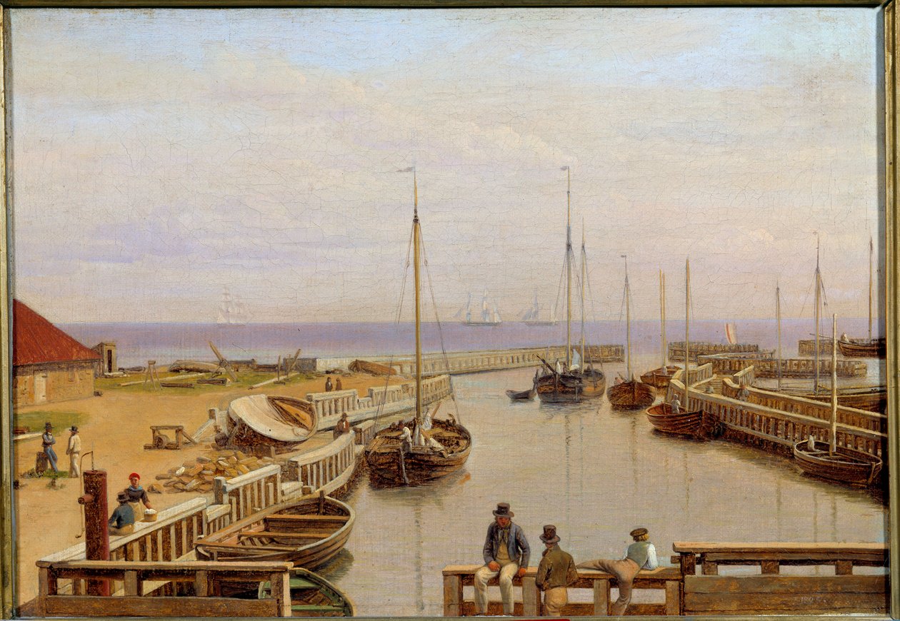 Port Dragor w Danii w 1826 r. Obraz Christoffera Wilhelma Eckersberga (1783-1853) 1826 nd. 0,22x0,31 m² autorstwa Christoffer Wilhelm Eckersberg