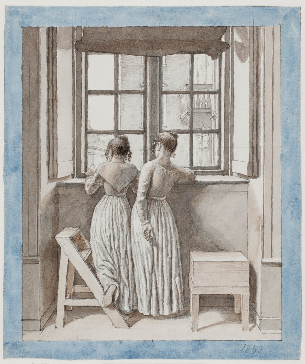 Przy oknie w pracowni artysty autorstwa Christoffer Wilhelm Eckersberg