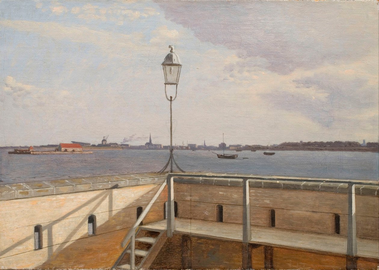 Widok z baterii Trekroner na Kopenhagę w oddali autorstwa Christoffer Wilhelm Eckersberg