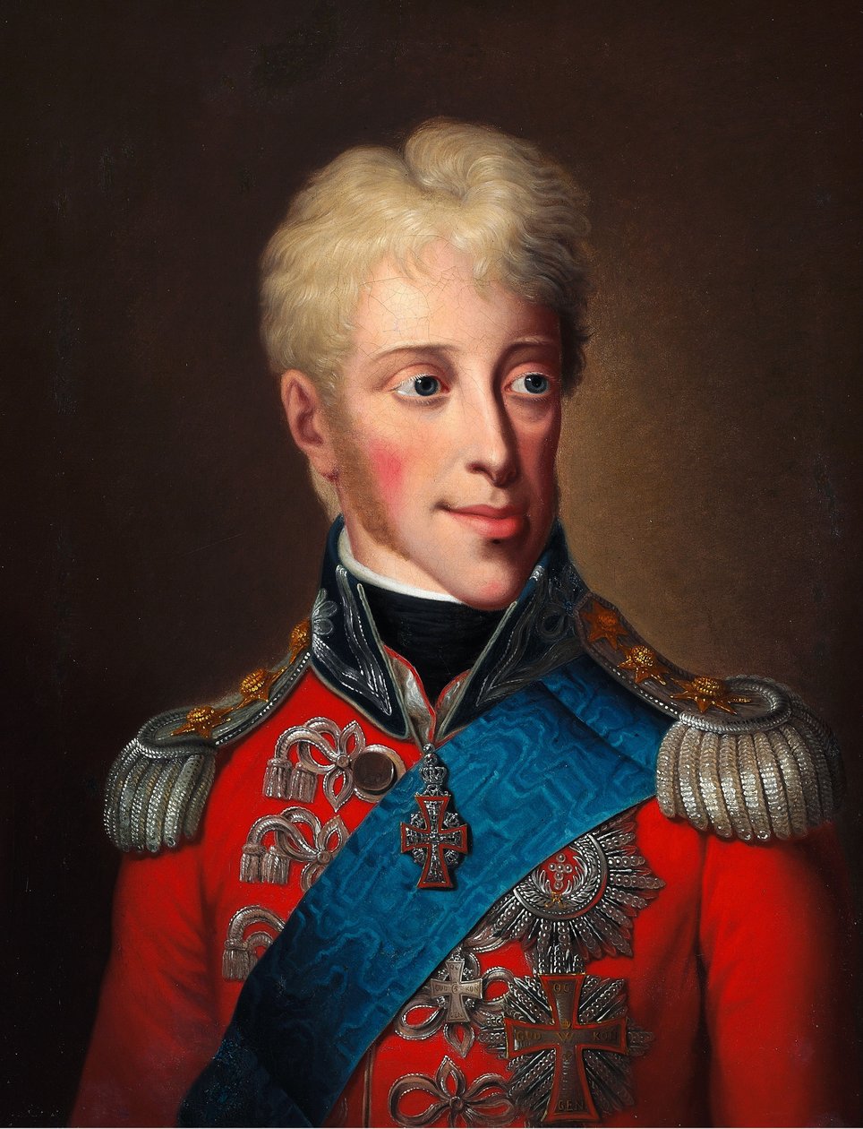 Portret Fryderyka VI (1784-1839) w czerwonej marynarce i z Orderem Słonia autorstwa Christoph Wilhelm Wohlien