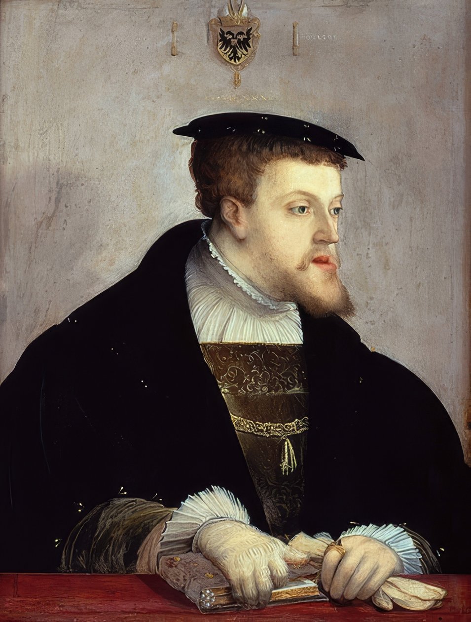 Portret cesarza Karola V (1500-1558). Około 1532 autorstwa Christoph Amberger