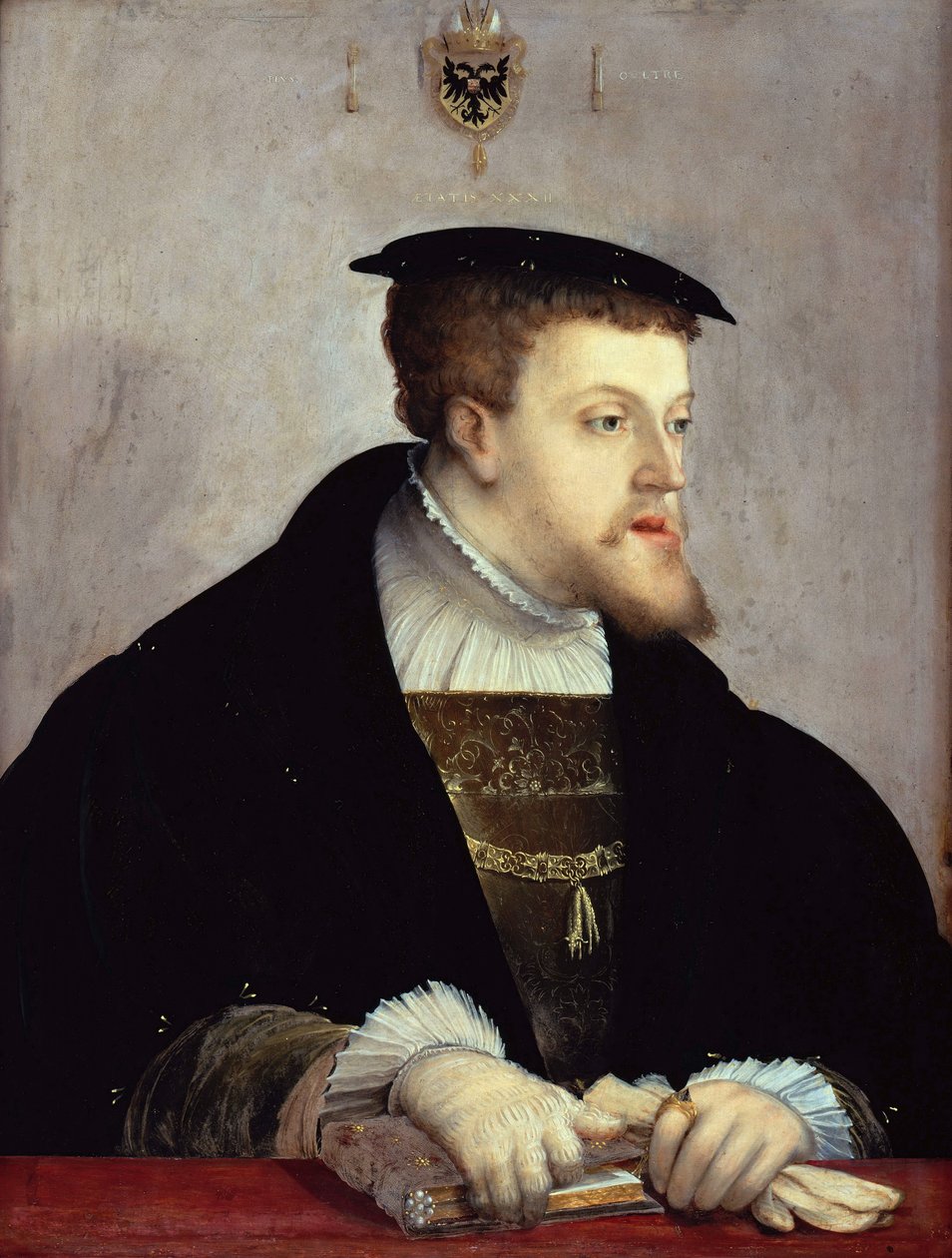 Portret cesarza Karola V 1500-1558, ok. 1532 autorstwa Christoph Amberger