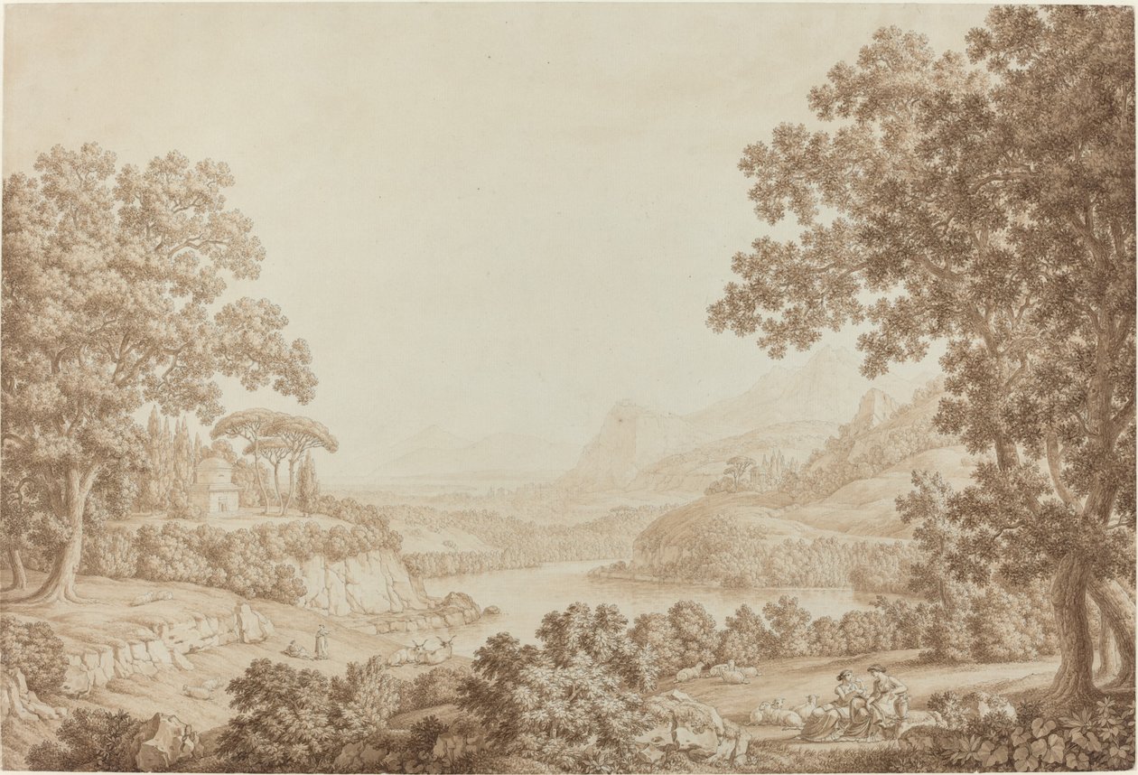 Arkadyjski krajobraz z mauzoleum autorstwa Christoph Heinrich Kniep