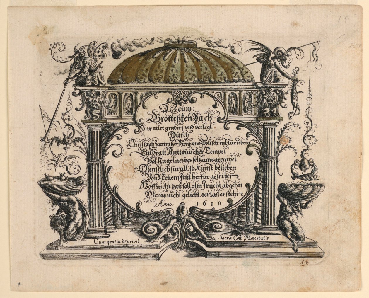 Strona tytułowa, z Neuw Grotteßken Buch (Nowa księga groteskowa) autorstwa Christoph Jamnitzer