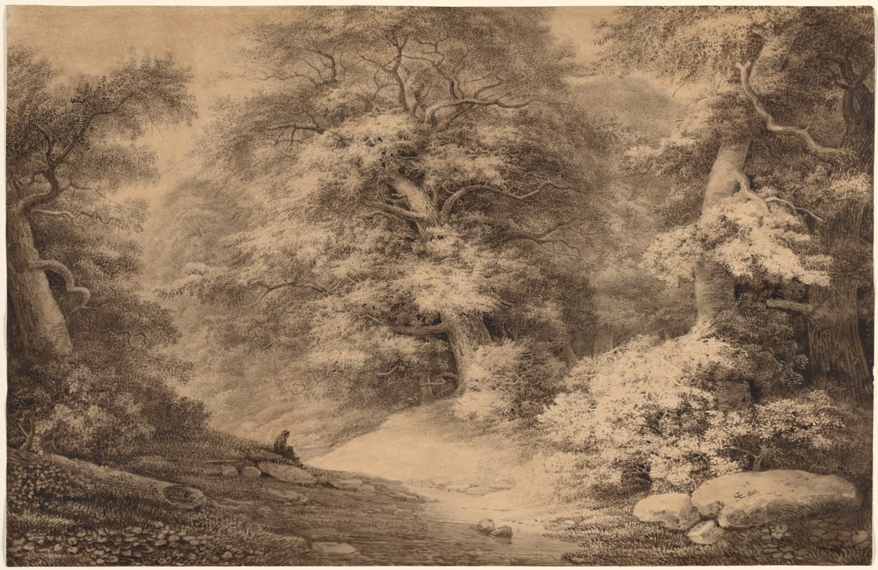 Drewno bukowe z odpoczywającym podróżnikiem, 1803. autorstwa Christoph Nathe