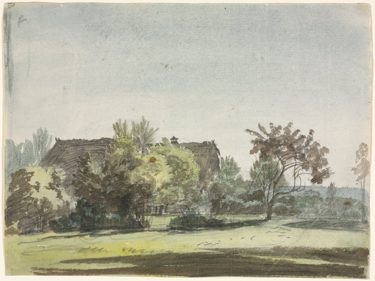 Dom wiejski za drzewami 1790. autorstwa Christoph Nathe