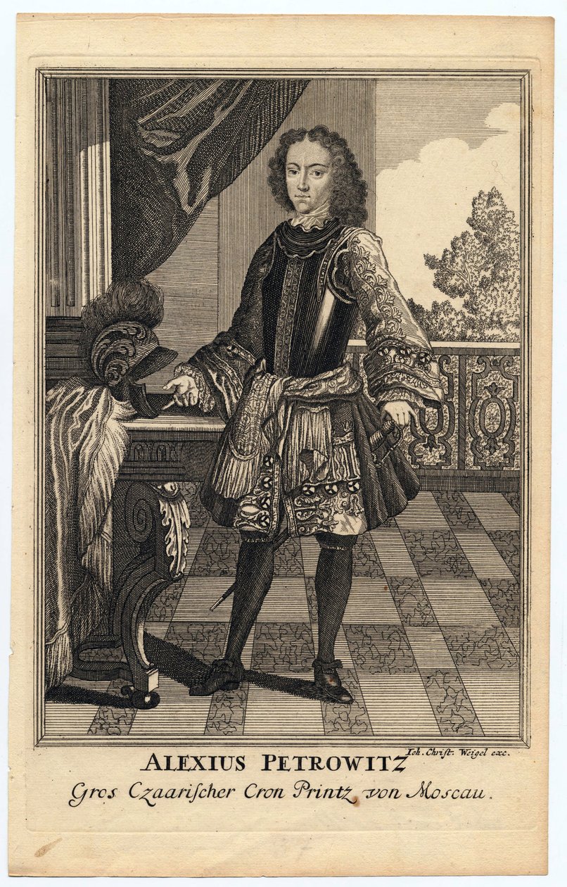 Portret carewicza Aleksieja Pietrowicza Rosji (1690-1718) (Alexis Pietrowicz Romanow) - Wiegel, Christoph (1654-1725) - 1710 - Miedzioryt - 31,2x19,7 - Kolekcja prywatna autorstwa Christoph Weigel