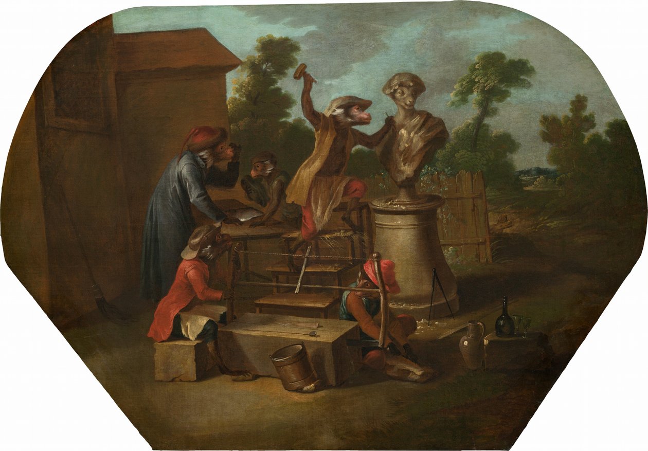 Singerie: Rzeźbiarz, c. 1739. autorstwa Christophe Huet