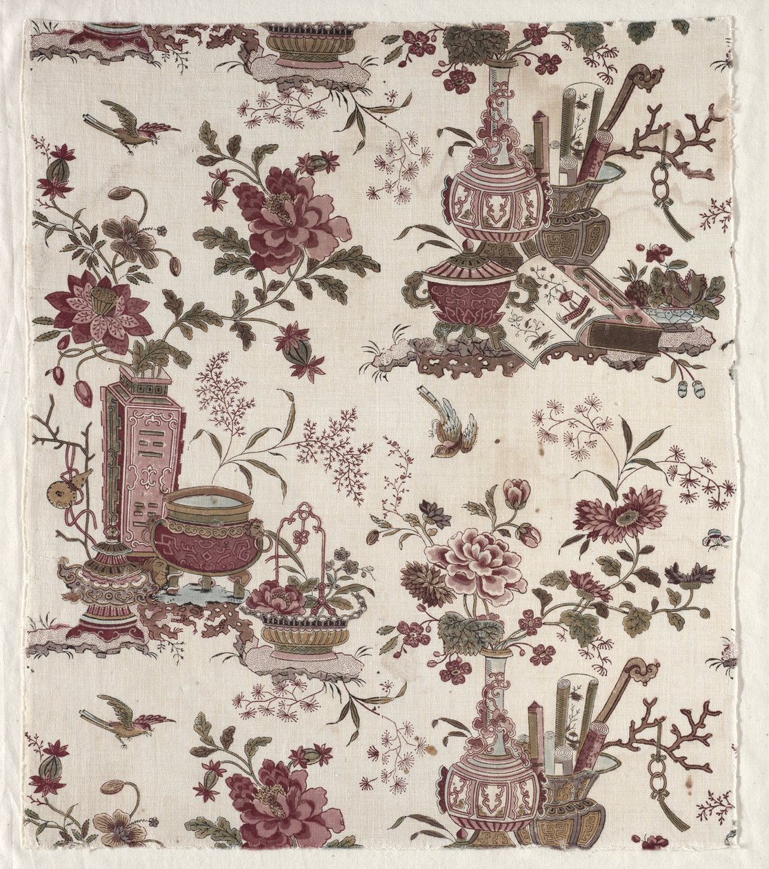 Fragment bawełny drukowanej w drzeworyty, ok. 1930 r. 1780. autorstwa Christophe Philippe Oberkampf