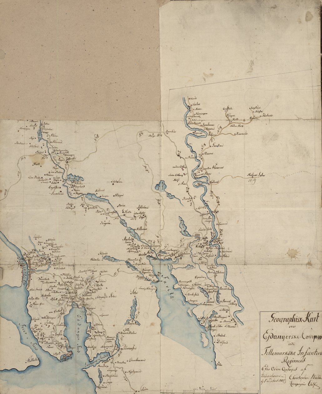 Mapa geograficzna Ejdangerske Compagnie udi Tellemarkske Infanterie autorstwa Christopher Budde