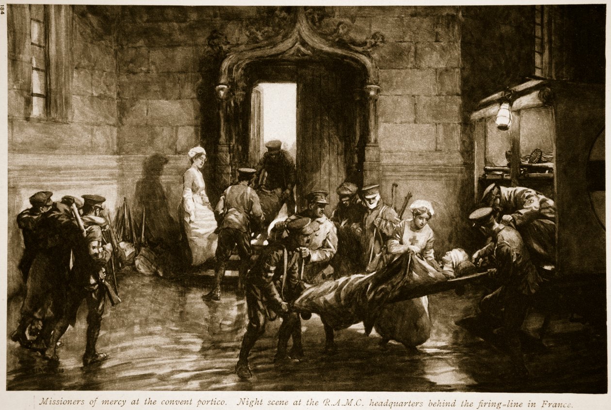 Misjonarze miłosierdzia przy portyku klasztornym, 1914-19 autorstwa Christopher Clark