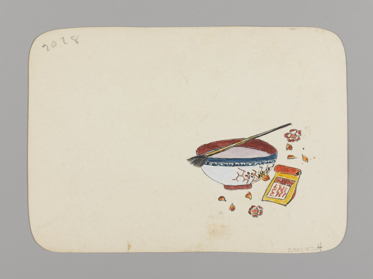 Paint Bowl and Brush (verso), ok.1880 (wc i czarny tusz na bardzo cienkim kartonie) autorstwa Christopher Grant La Farge