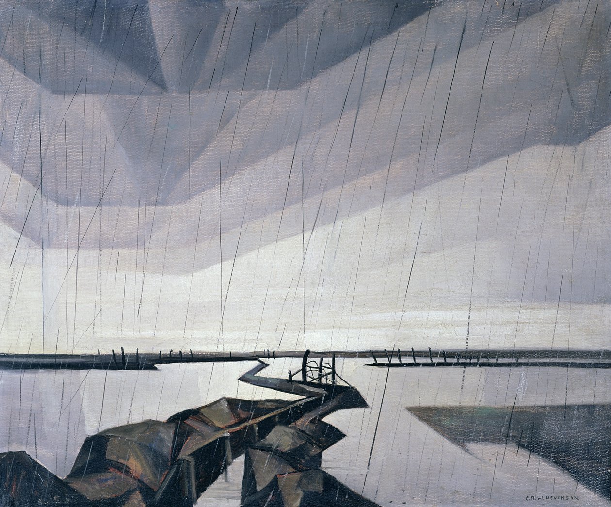 Zalany rów na Yser, 1916 autorstwa Christopher Richard Wynne Nevinson