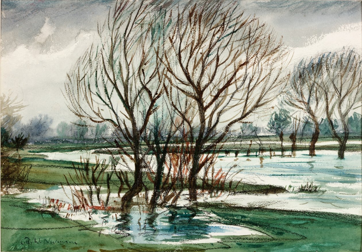 Wierzby (kreda i akwarela na papierze (wklejona na karton)) autorstwa Christopher Richard Wynne Nevinson