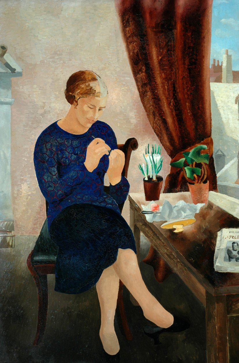 Siedząca kobieta i manicure i portret Frosca Munster, 1929 autorstwa Christopher Wood