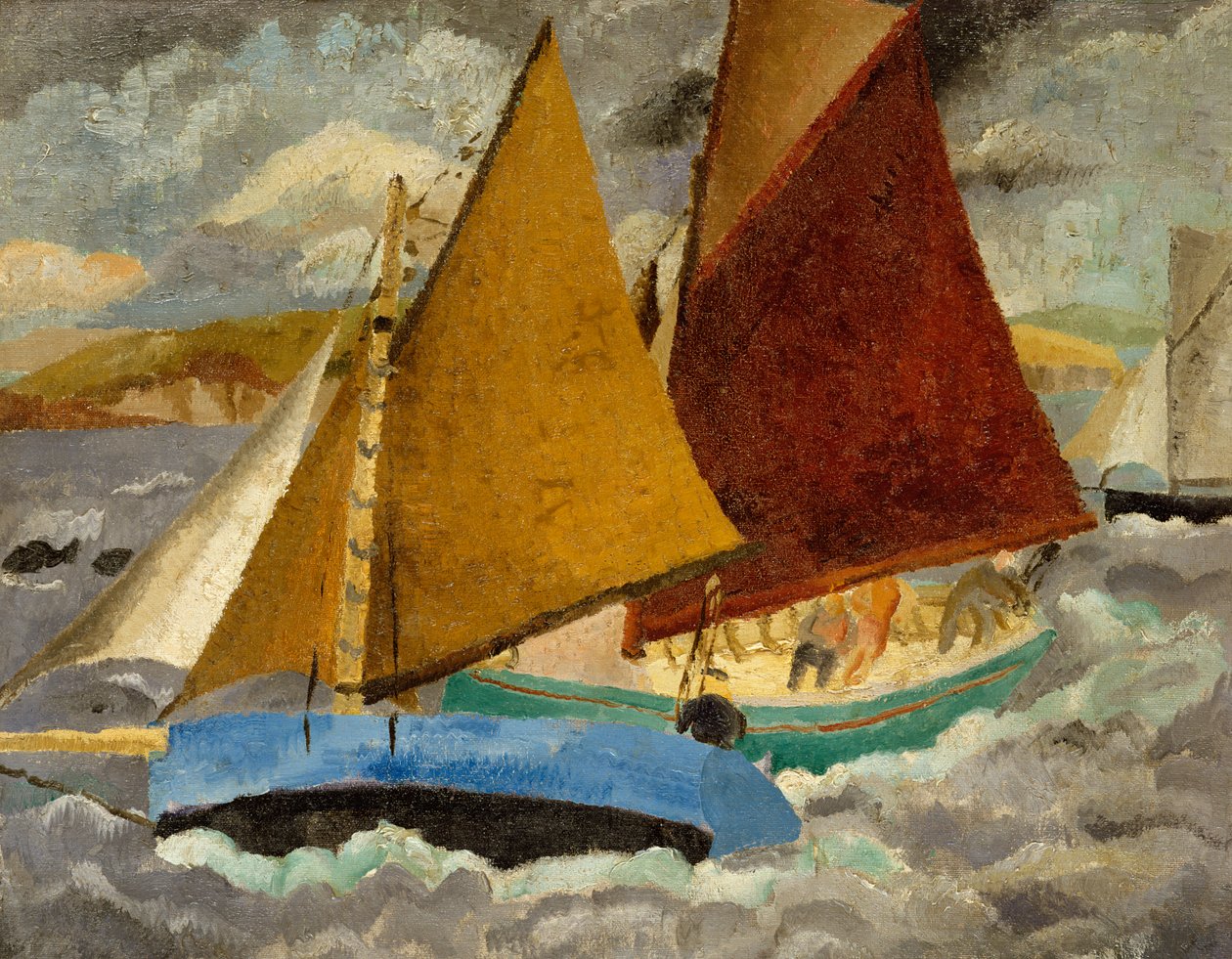 Wyścigi jachtów w Portscato, Kornwalia, 1928 (namalowany na odwrocie 88535) autorstwa Christopher Wood