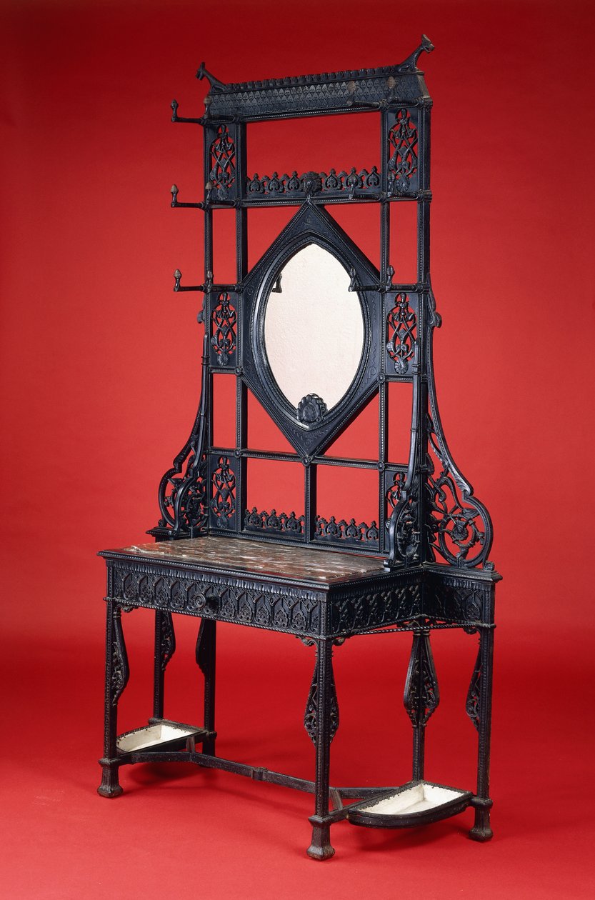 Stojak żeliwny Coalbrookdale (żeliwo, marmur, lustro) autorstwa Christopher Dresser