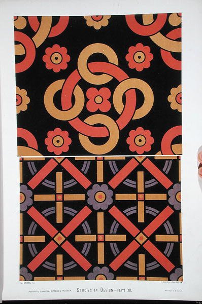 Tablica XII z "Studies in Design", wydana przez Cassell, Petter & Galpin, ok. 1874-76 (litografia kolorowa) autorstwa Christopher Dresser