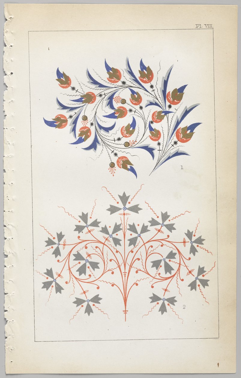 Sztuka projektowania dekoracyjnego : z dodatkiem, podającym godziny otwarcia kwiatów, wyd. Day & Son, Londyn, 1862 autorstwa Christopher Dresser