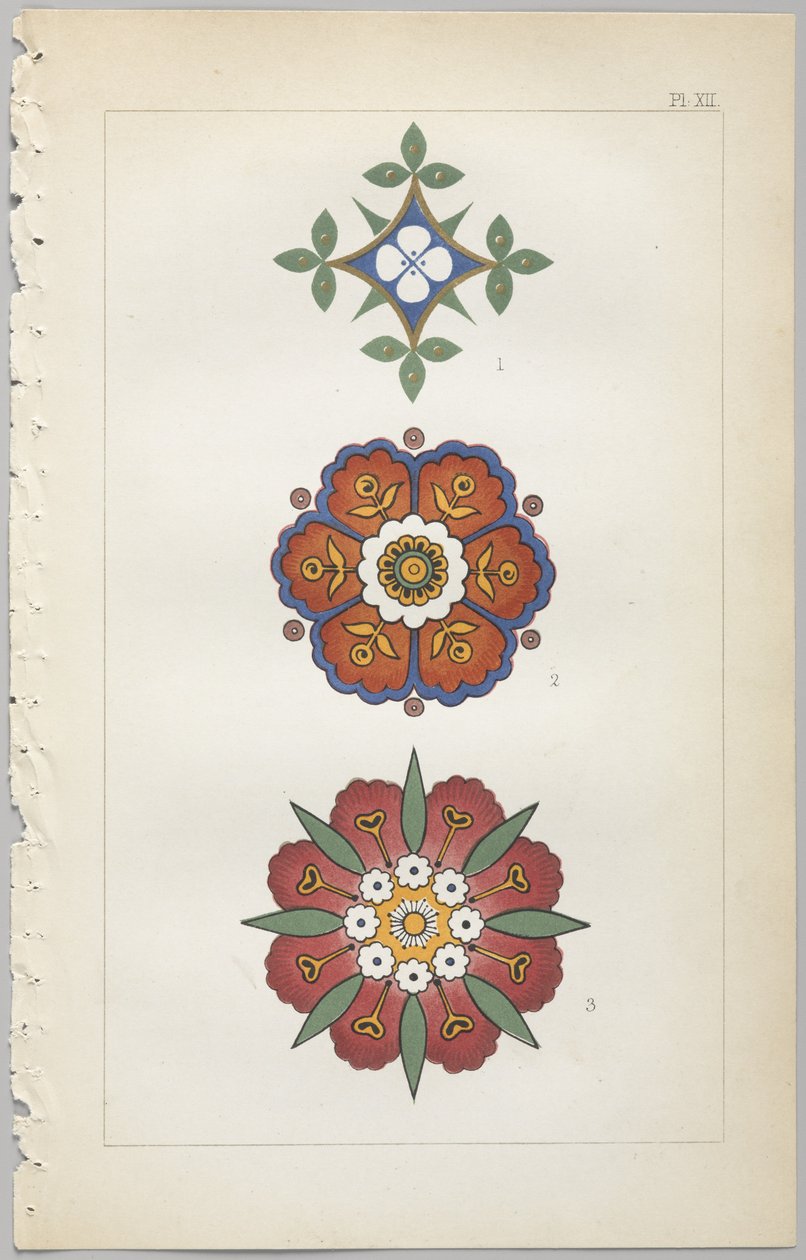 Sztuka projektowania dekoracyjnego : z dodatkiem, podającym godziny otwarcia kwiatów, wyd. Day & Son, Londyn, 1862 autorstwa Christopher Dresser