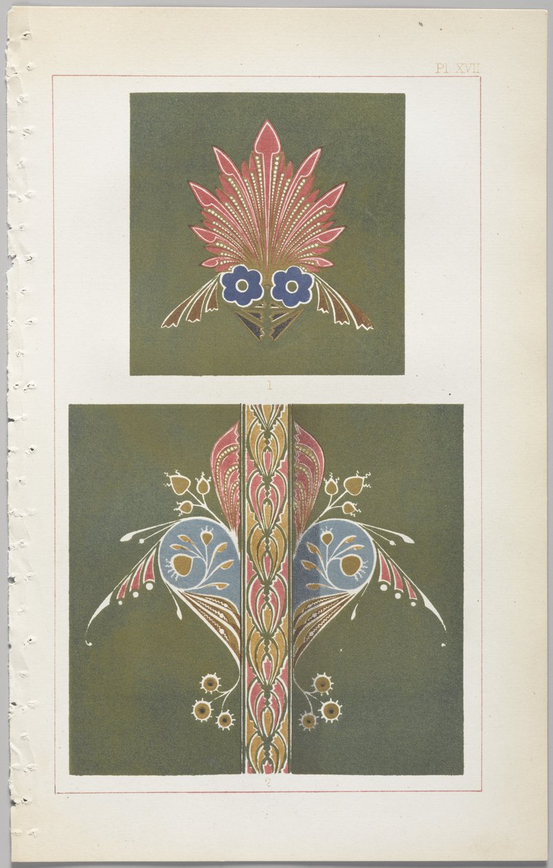 Sztuka projektowania dekoracyjnego : z dodatkiem, podającym godziny otwarcia kwiatów, wyd. Day & Son, Londyn, 1862 autorstwa Christopher Dresser