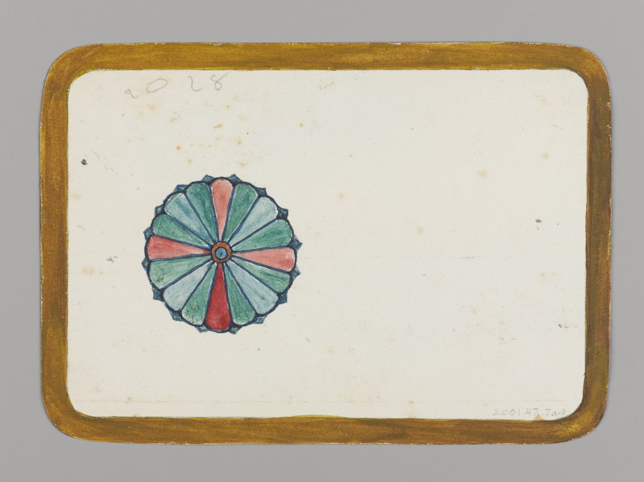 Stylizowana chryzantema (verso), ok. 1880 (wc, czarny tusz i metaliczna farba na graficie na bardzo cienkim kartonie) autorstwa Christopher Grant La Farge