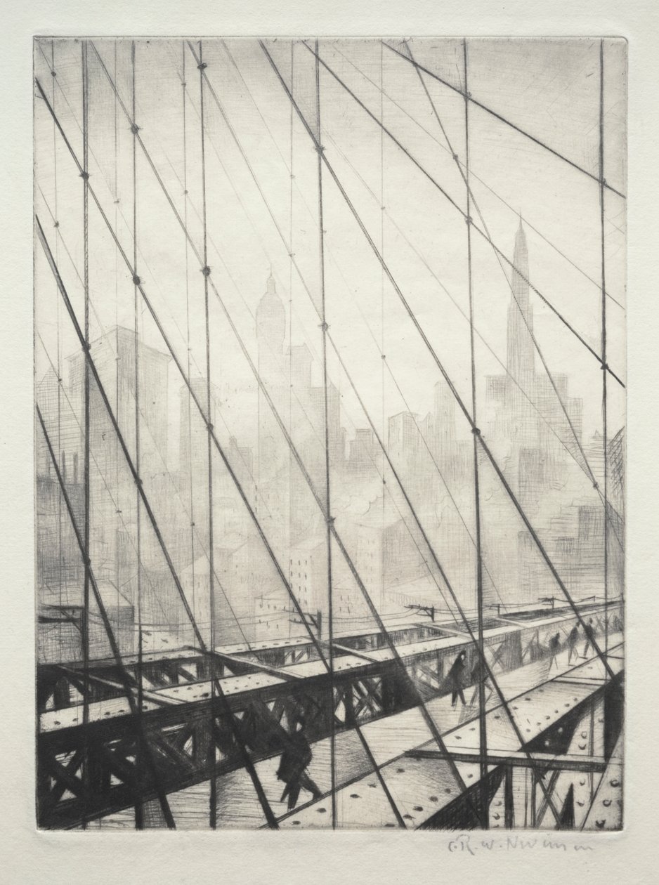 Patrząc przez Most Brookliński autorstwa Christopher Richard Wynne Nevinson