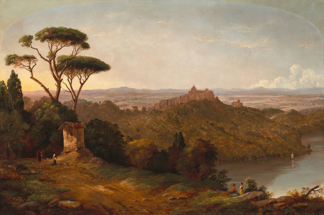 Zamek Gondolfo, Jezioro Albano, Włochy, 1852. autorstwa Christopher Pearse Cranch
