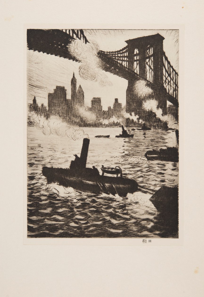 Pod Mostem Brooklińskim, pub 1921. autorstwa Christopher Richard Wynne Nevinson