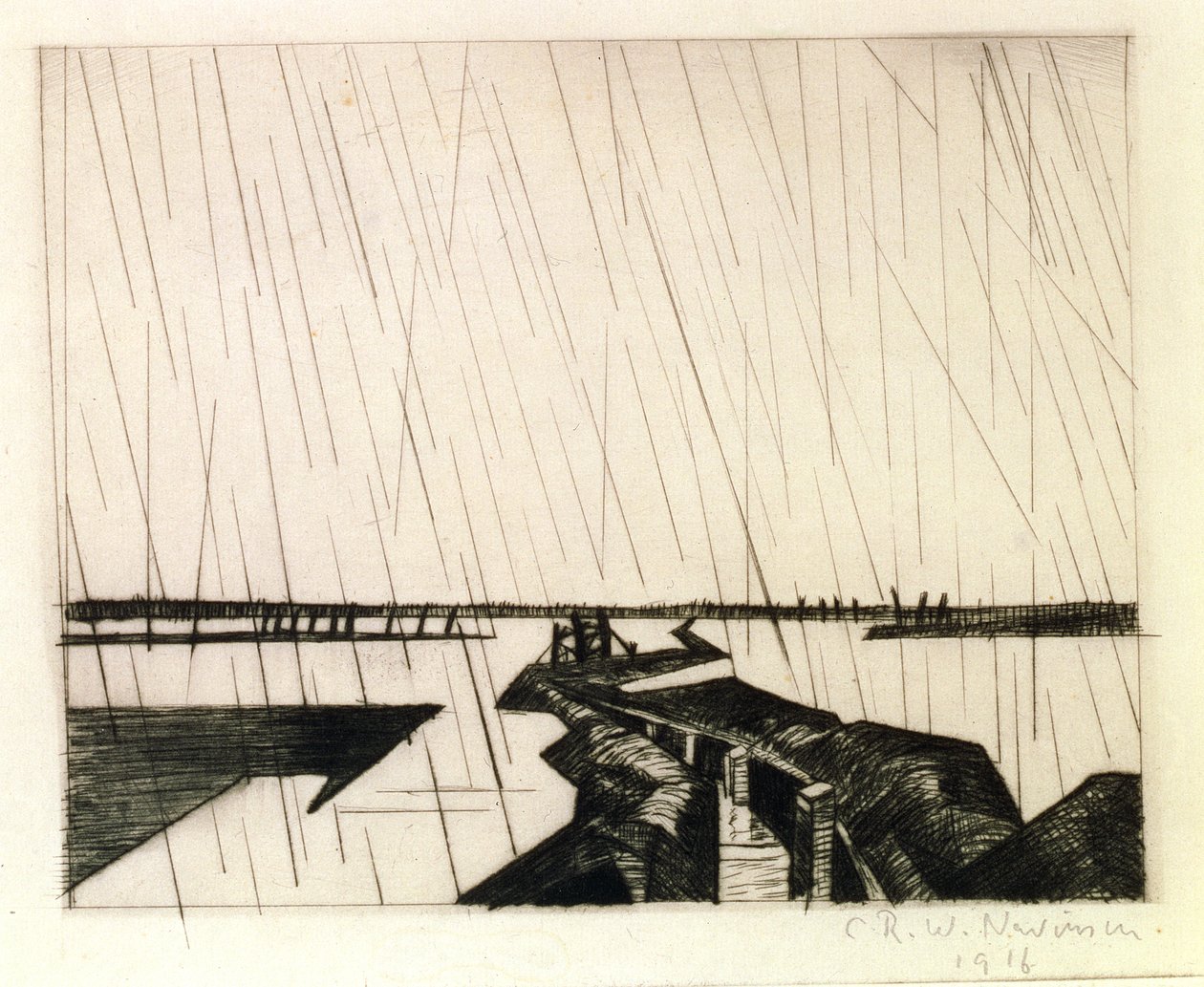 Zalany rów na Yser, 1916 (sucha igła) autorstwa Christopher Richard Wynne Nevinson