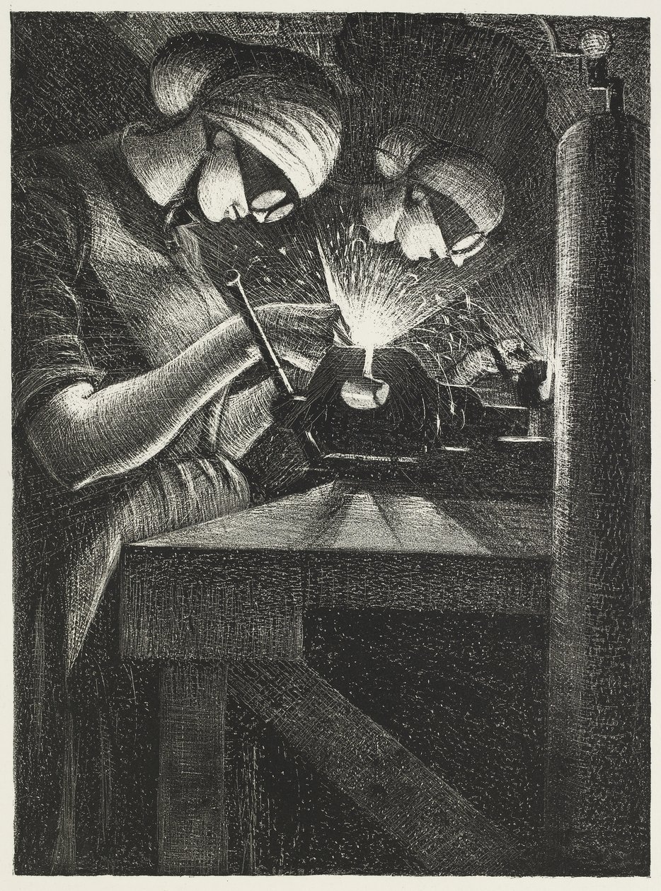 Spawacze acetylenu, 1917 autorstwa Christopher Richard Wynne Nevinson