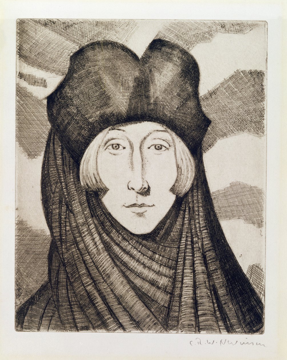 Edith Sitwell (1887-1964) 1927 (akwaforta i sucha igła) autorstwa Christopher Richard Wynne Nevinson