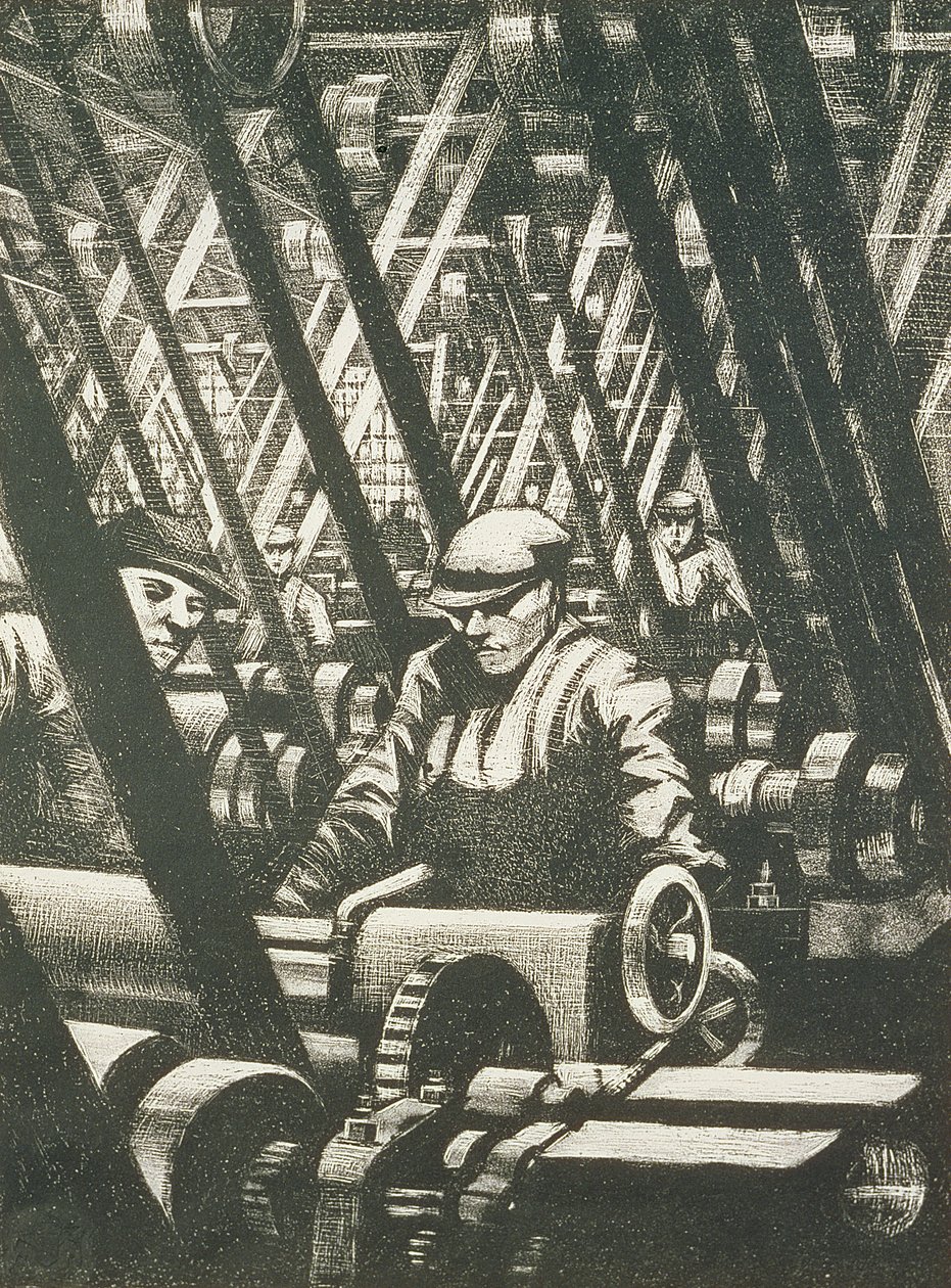 Wykonanie silnika, 1917 (akwaforta i suchoryt) autorstwa Christopher Richard Wynne Nevinson
