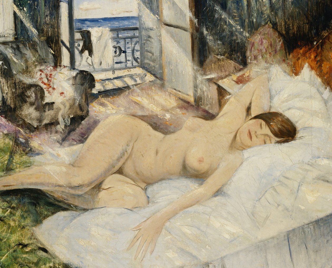 Akt na łóżku, południe Francji, autorstwa Christopher Richard Wynne Nevinson
