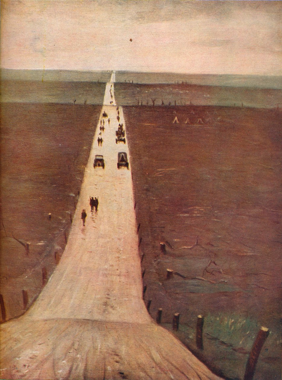 Droga z Arras do Bapaume, 1917 autorstwa Christopher Richard Wynne Nevinson