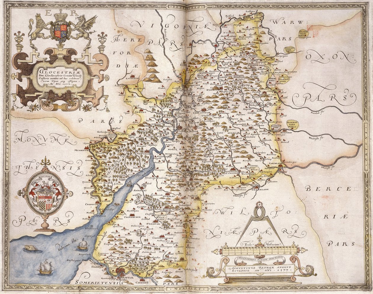 Gloucester(shire), 1579 autorstwa Christopher Saxton