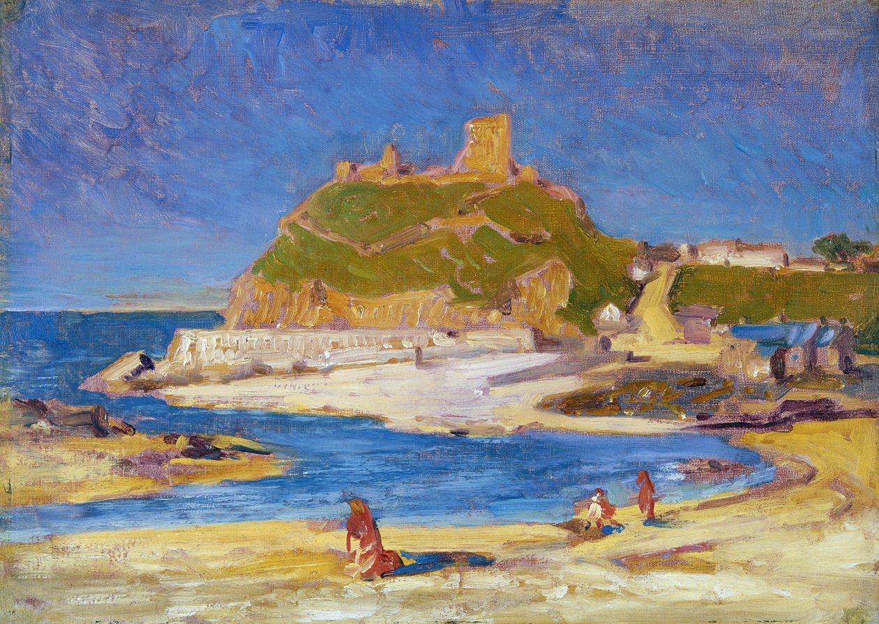 Zamek Criccieth (olej na płótnie na płycie) autorstwa Christopher Williams