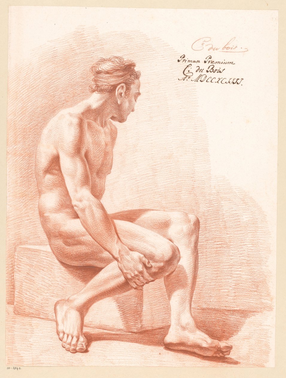 Siedzący mężczyzna nago, widok z boku (1 nagroda 1794) autorstwa Chrétien Dubois