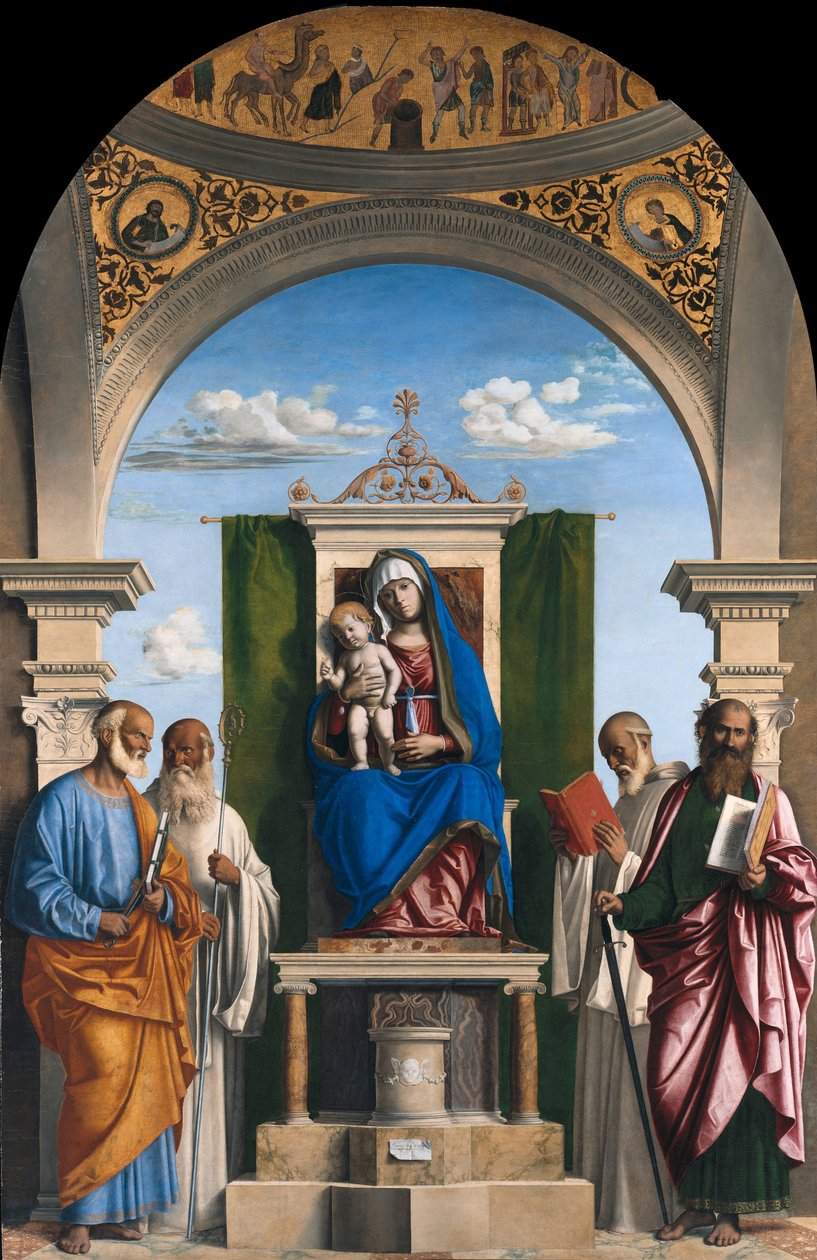 Intronizowana Madonna z Dzieciątkiem i SS Piotrem, Romualdusem, Benedyktem i Pawłem autorstwa Cima da Conegliano