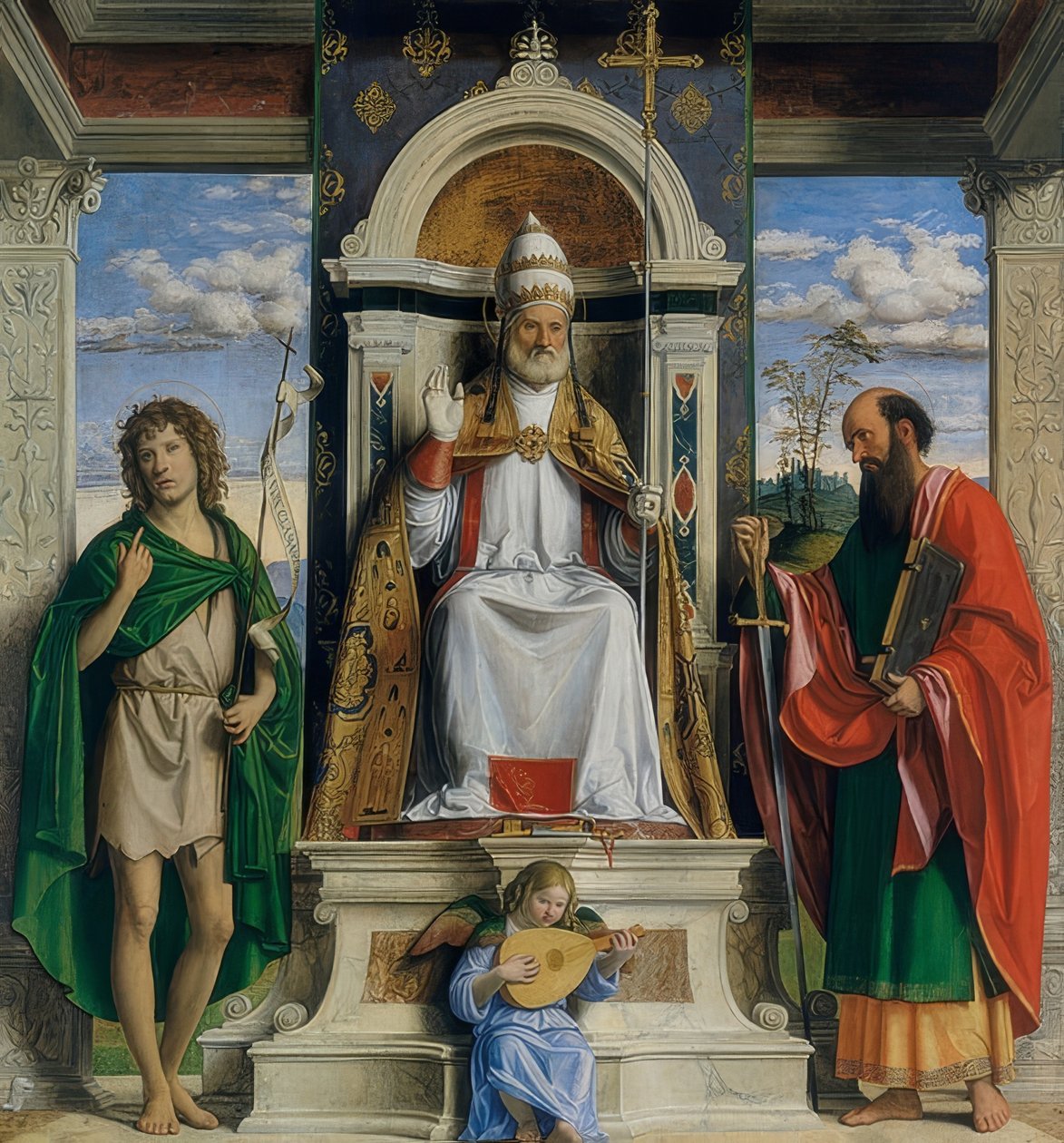 Szymon Piotr, Jan Chrzciciel i Paweł z Tarsu. XV wiek autorstwa Cima da Conegliano