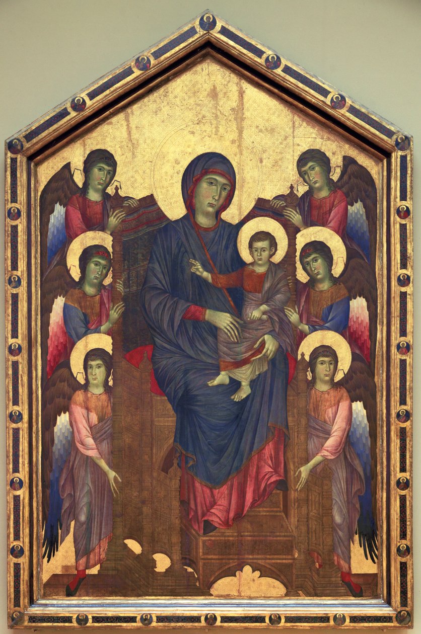 Dziewica z Dzieciątkiem w majestacie otoczona sześcioma ... autorstwa Cimabue (c.1240 c.1301)