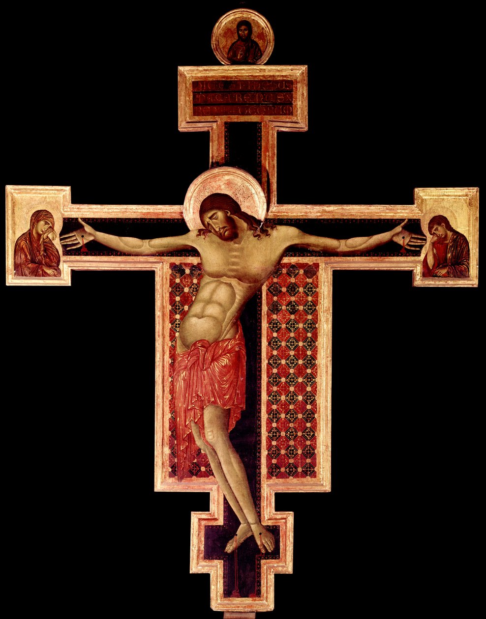 Krucyfiks Detrempe na drewnie Cimabue (Cenni di Pepo) (1272-1302) 1268-1271 wym.336x267 cm Arezzo, kościół San Domenico autorstwa Cimabue