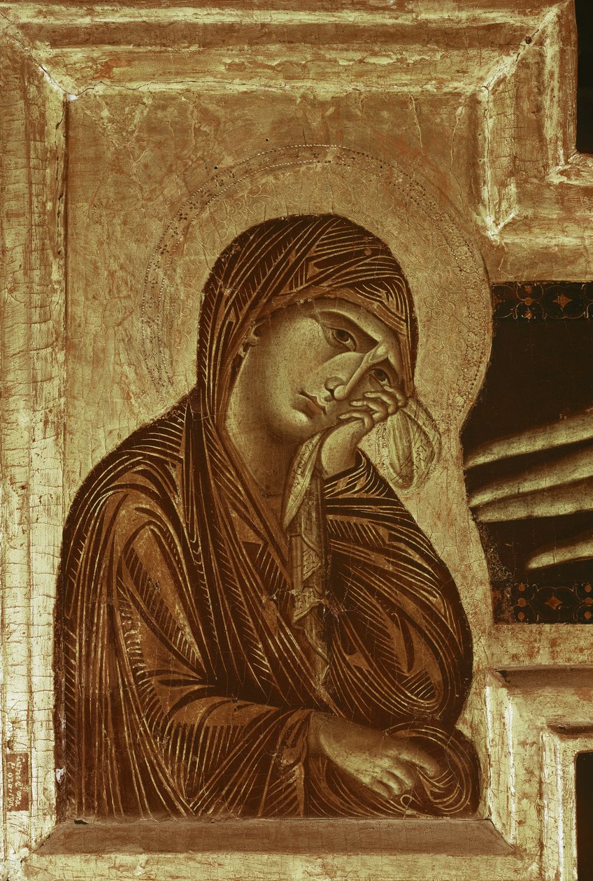 Krucyfiks: detal Dziewicy (tempera na drewnie) autorstwa Cimabue