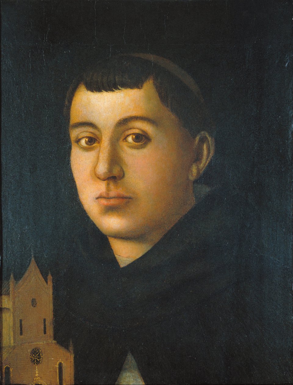 Święty mnich z modelem kościoła autorstwa Circle of Bartolomeo degli Erri