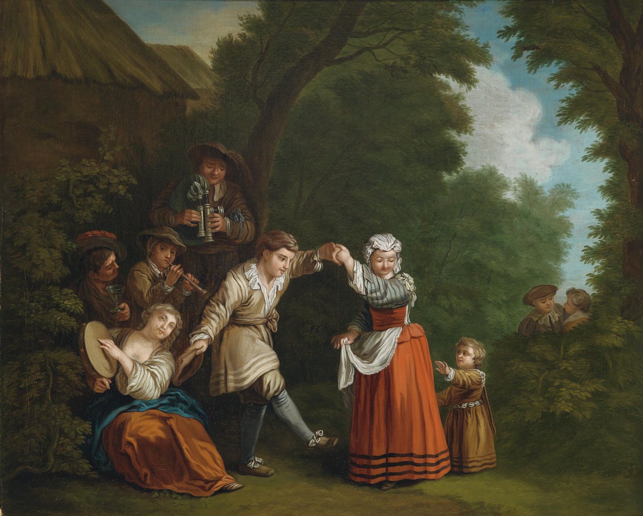 Taniec wiejski (z dudziarzem) autorstwa Circle of Jean Baptiste Le Prince